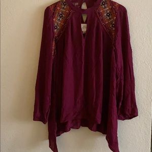 Women’s asymmetrical embroidered blouse